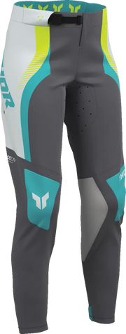 Thor Women's Sportmode Velocity Pants - Grå/Hvid/Fluorescerende gul/Aqua