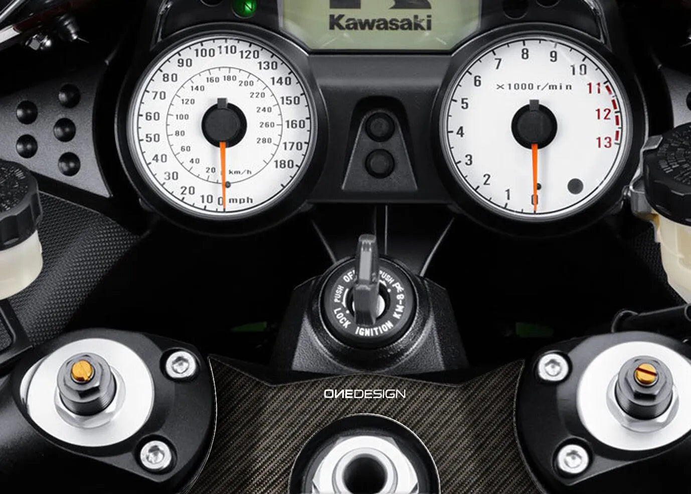 Onedesign Yoke Protector With Carbon Fiber Graphic For Kawasaki