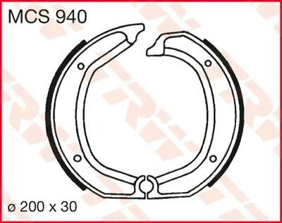 Trw Mcs940 Organic Brake Shoes - 200mm Diameter