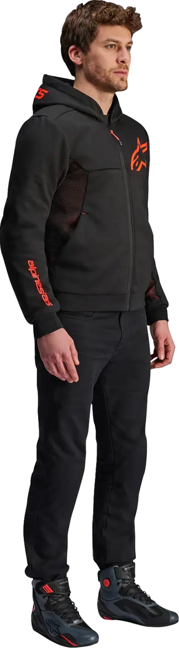Alpinestars Chrome Air Sport Hoodie - Black/Red Fluo