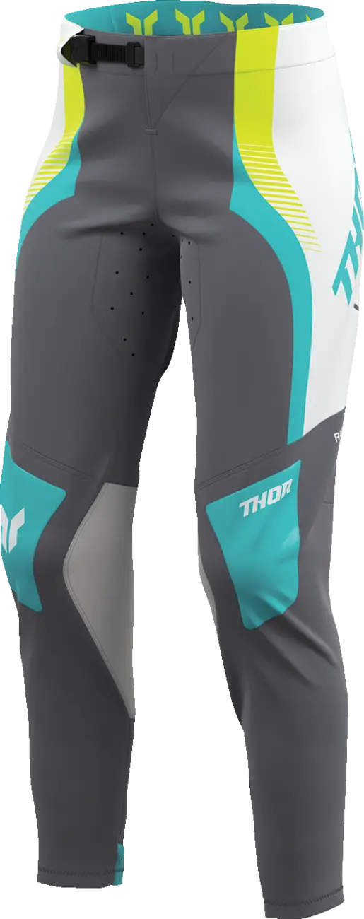 Thor Women's Sportmode Velocity Pants - Grå/Hvid/Fluorescerende gul/Aqua