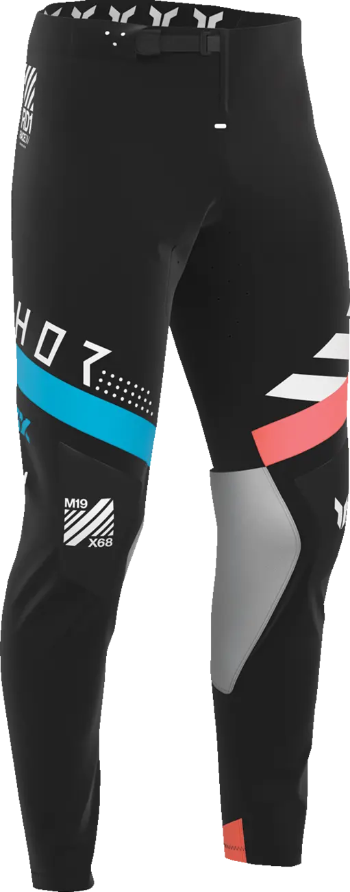 Thor Sportmode Synth Pants - Black/White/Coral/Turquoise