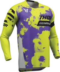 Thor Launchmode Bleach Motocross Jersey - Black/Gray/Purple/Acid