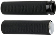Arlen Ness Knurled Grips - Black/chrome, 1"