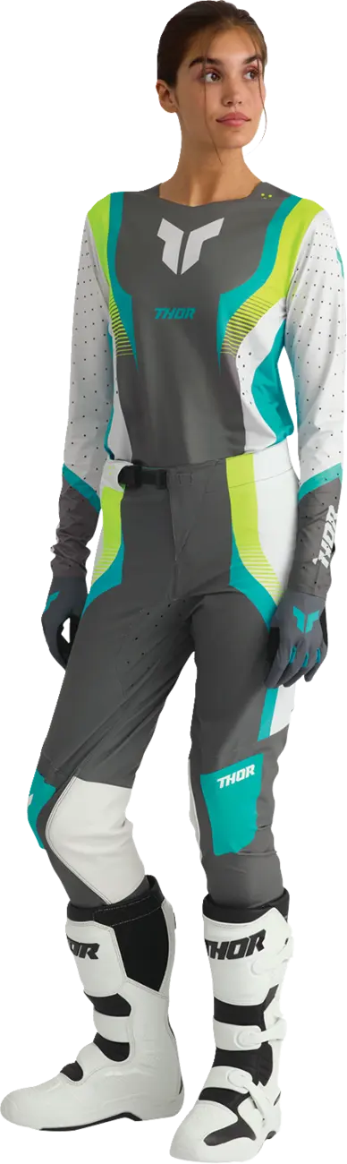 Thor Women's Sportmode Velocity Pants - Grå/Hvid/Fluorescerende gul/Aqua