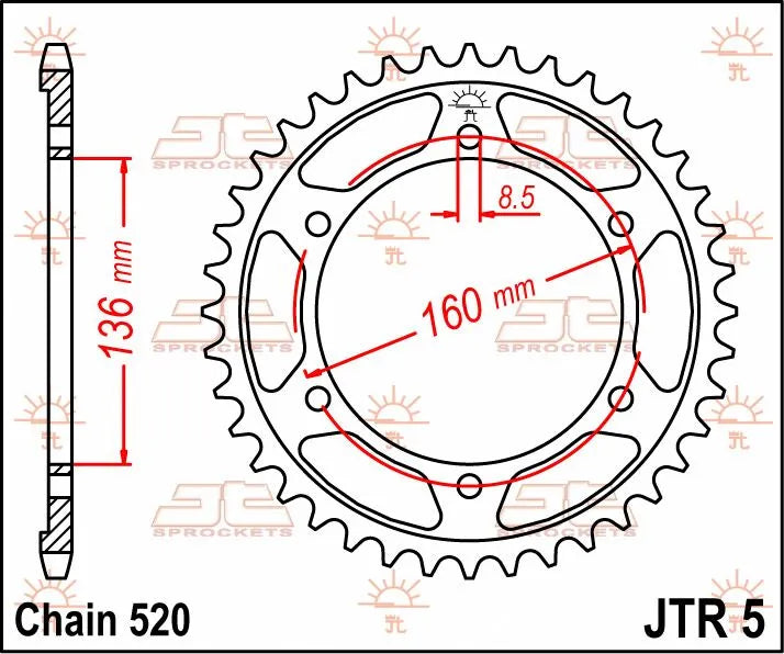 Jt Sprockets Steel Rear Sprocket - 520, 43t