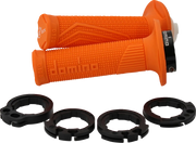 Domino D100 D-lock Grips - Orange Motorcycle Grips