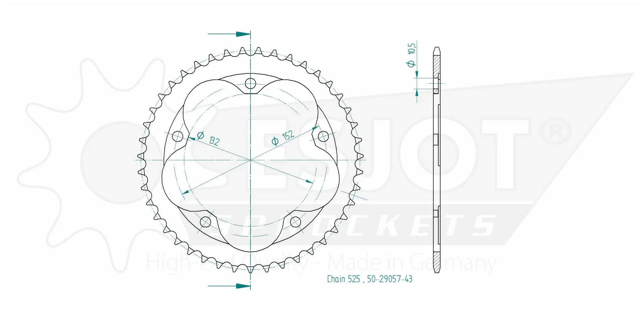 Esjot 525 Rear Sprocket - High-quality Steel