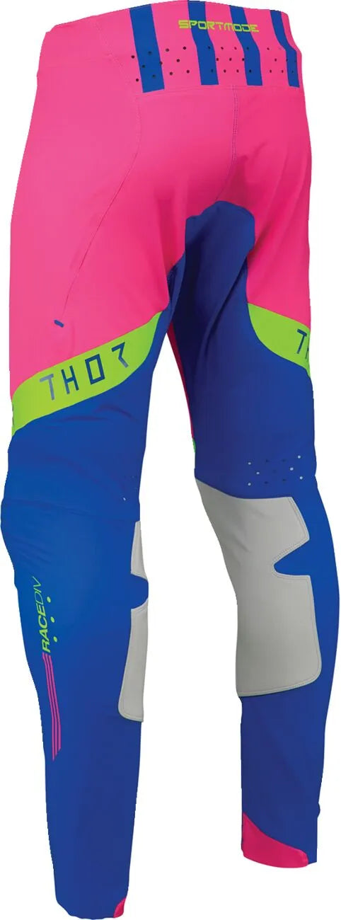 Thor Sportmode Flite Pants - Blue/Fluorescent Pink/Fluorescent Yellow