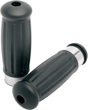 Drag Specialties Vintage Style Grips - Black/chrome