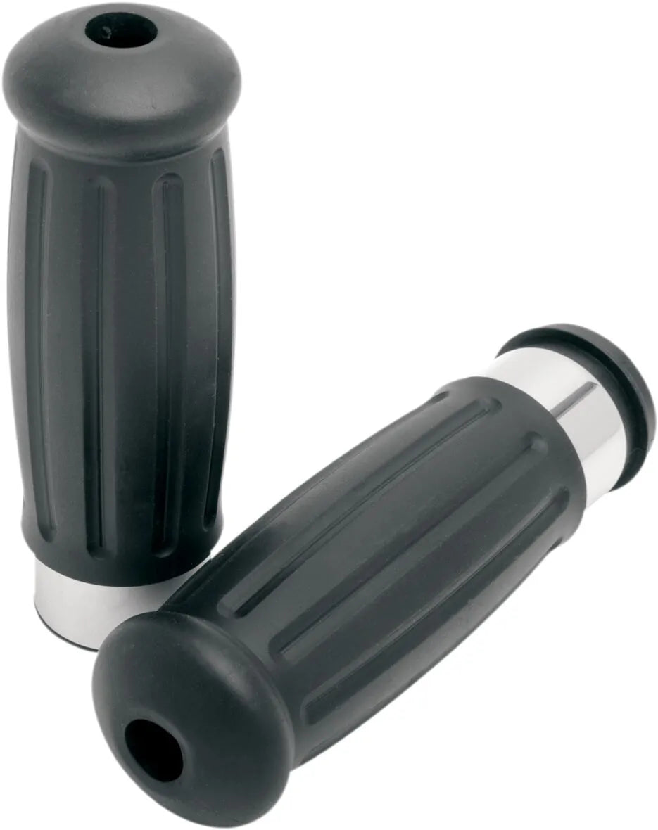 Drag Specialties Vintage Style Grips - Black/chrome