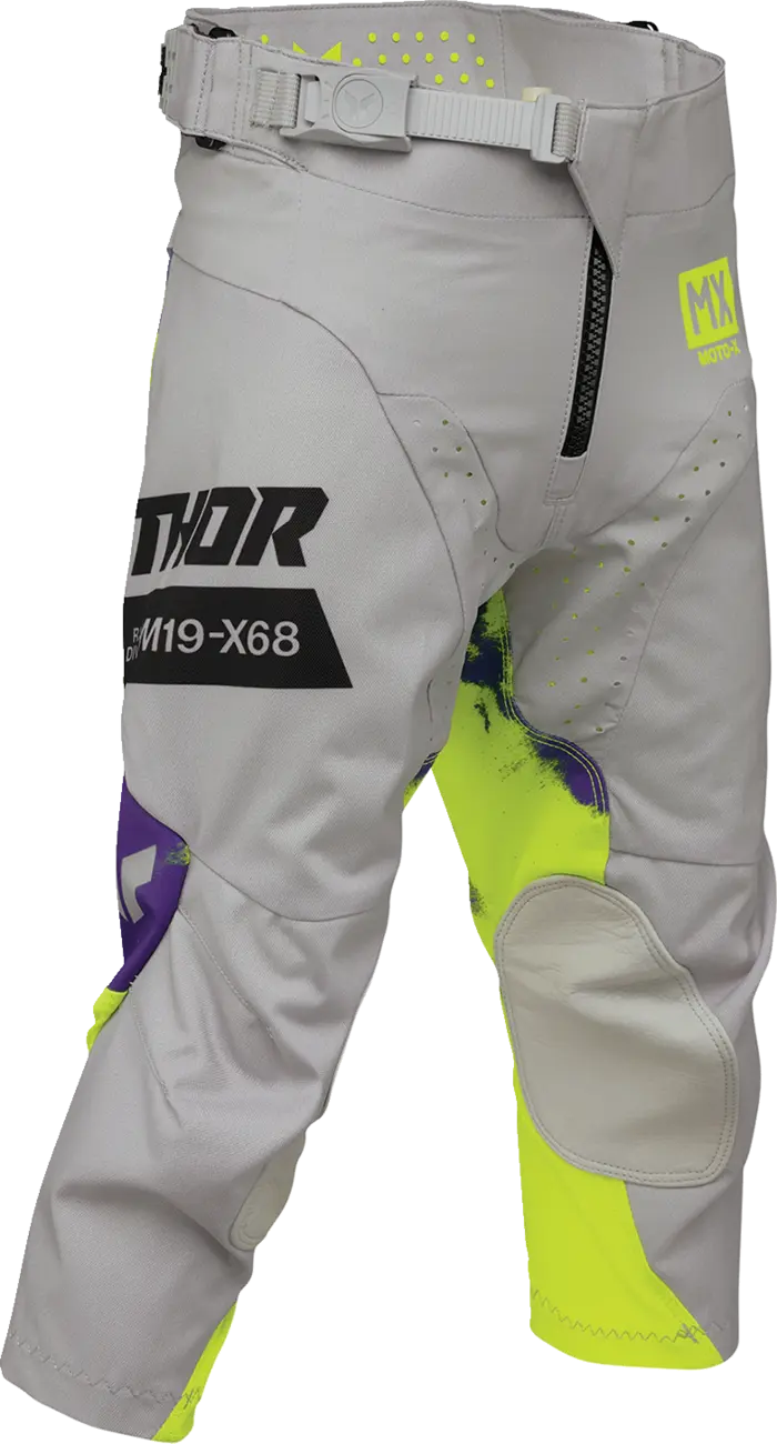 Thor Youth Launchmode Bleach Racewear Pants - Gray/Purple/Acid Yellow