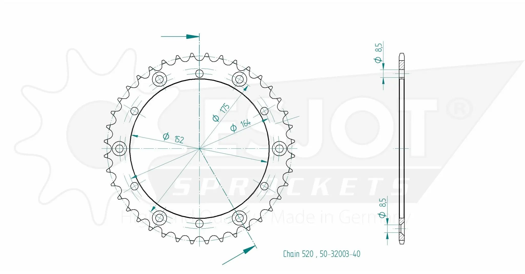 Esjot 520 Standard Rear Sprocket