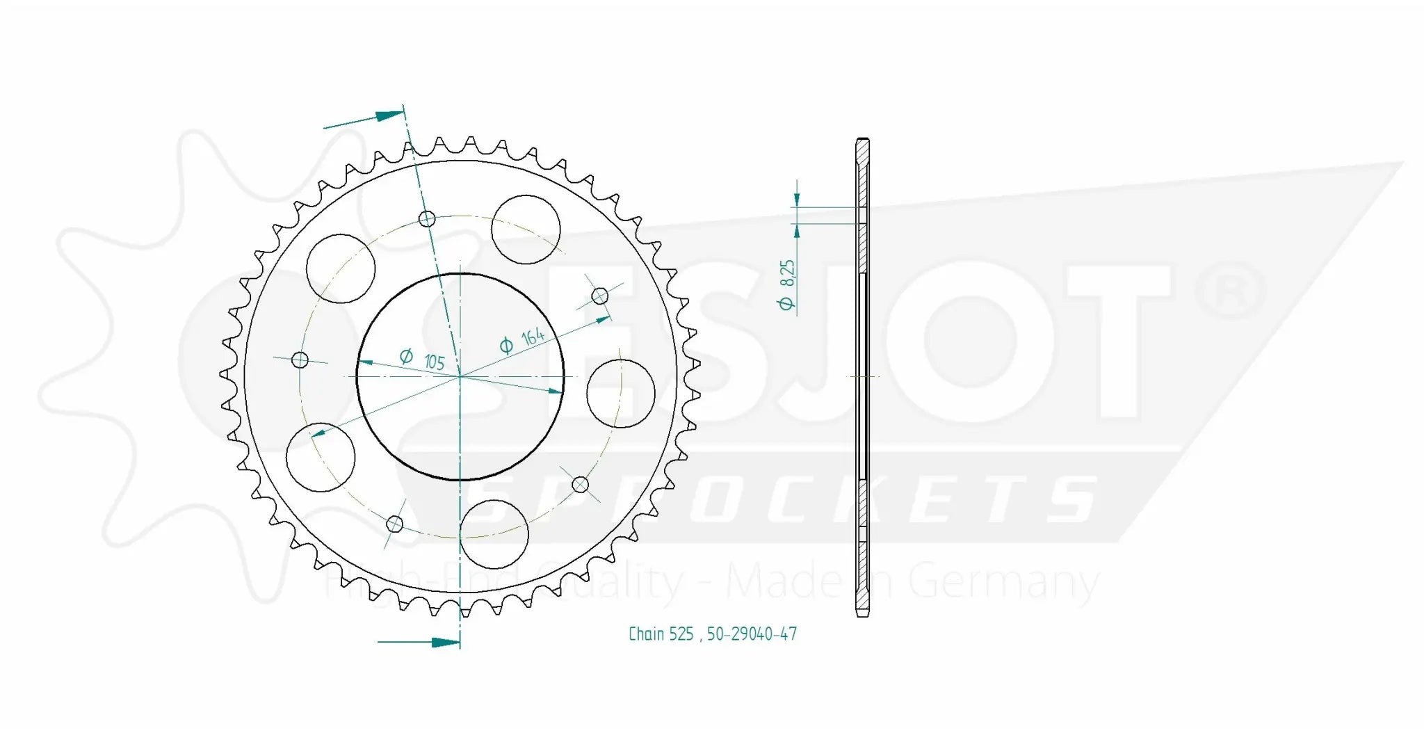 Esjot 525 Sprocket - Rear Steel Sprocket