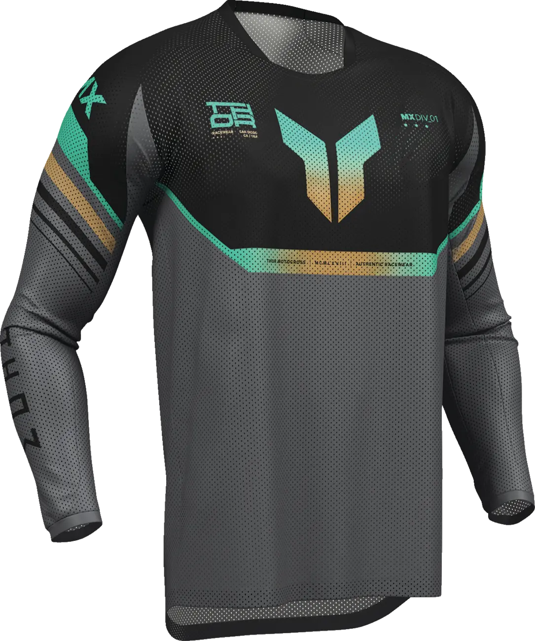 Thor Launchmode Air Raptor Jersey - Black/Orange/Teal/Charcoal Gray