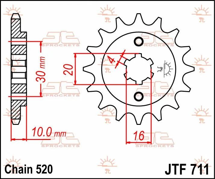 Jt Sprockets Front Sprocket - 520 Chain, 14 Tooth