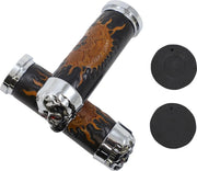 Drag Specialties Skull Grips - Black Leather