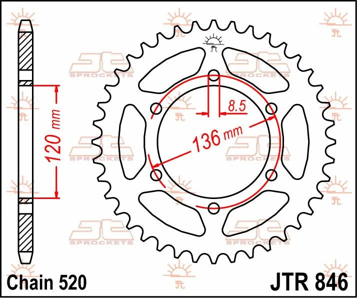 Jt Sprockets Steel Rear Sprocket - 520, 39t