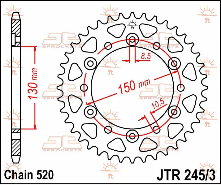 Jt Sprockets Steel Rear Sprocket - 520, 45t
