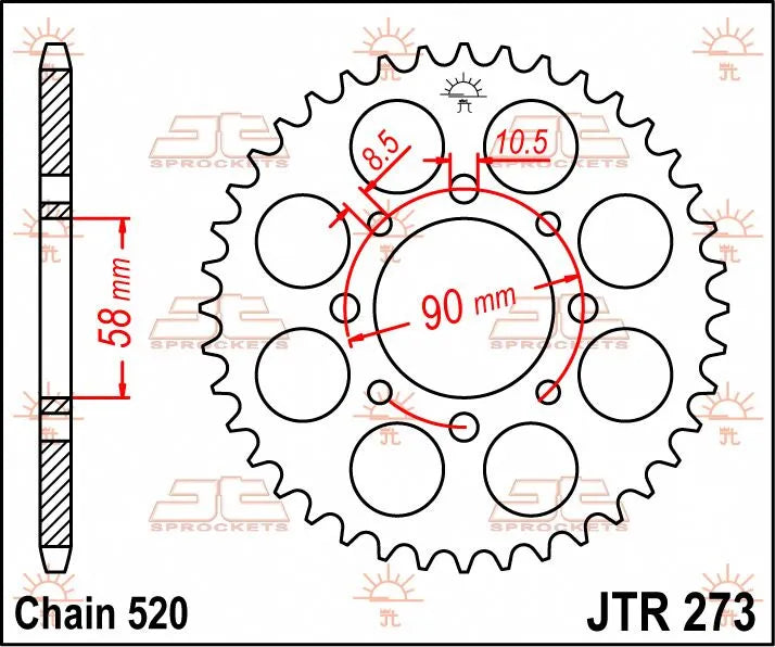 Jt Sprockets Steel Rear Sprocket - 520, 39t