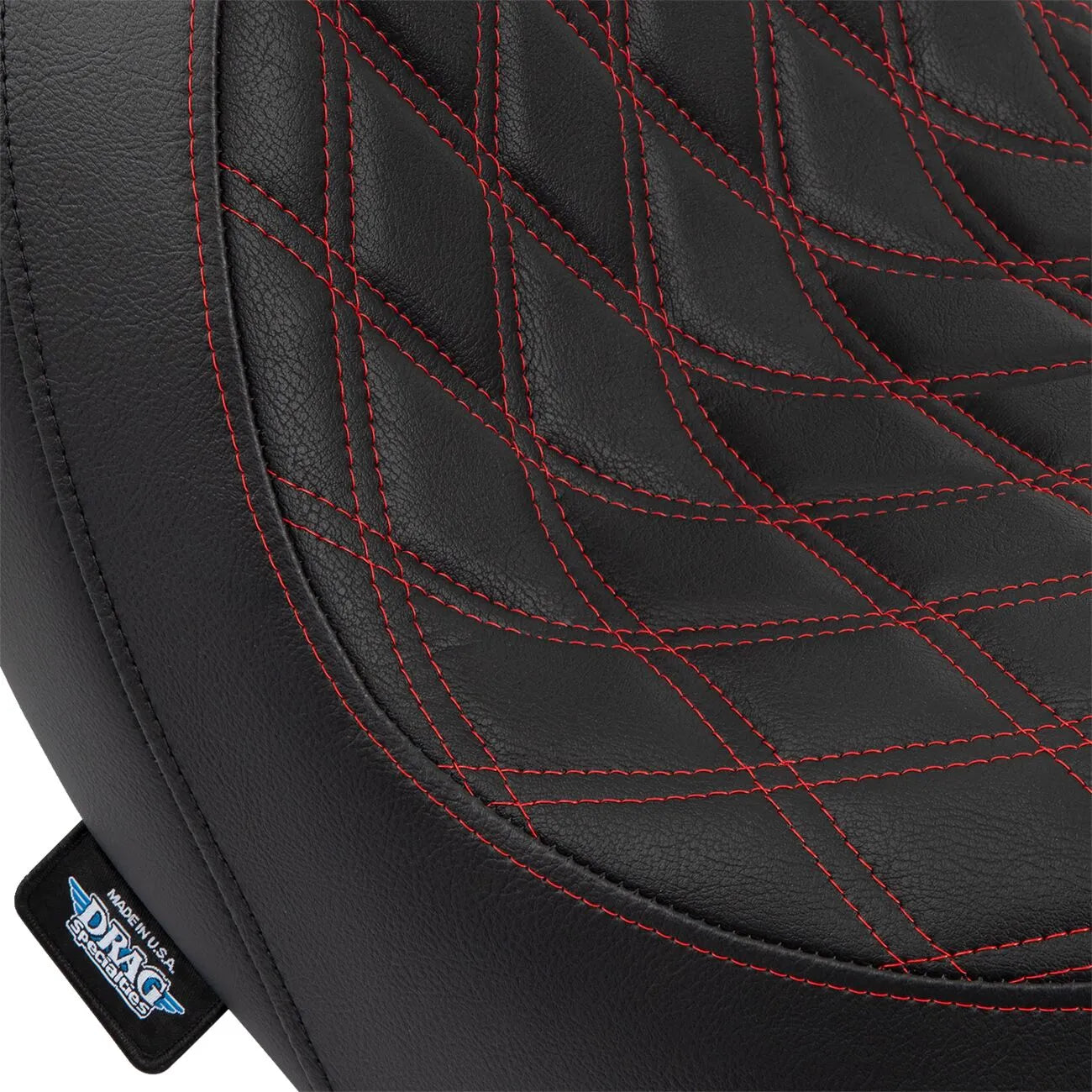 Drag Specialties Predator Seat - Black, Red Stitching