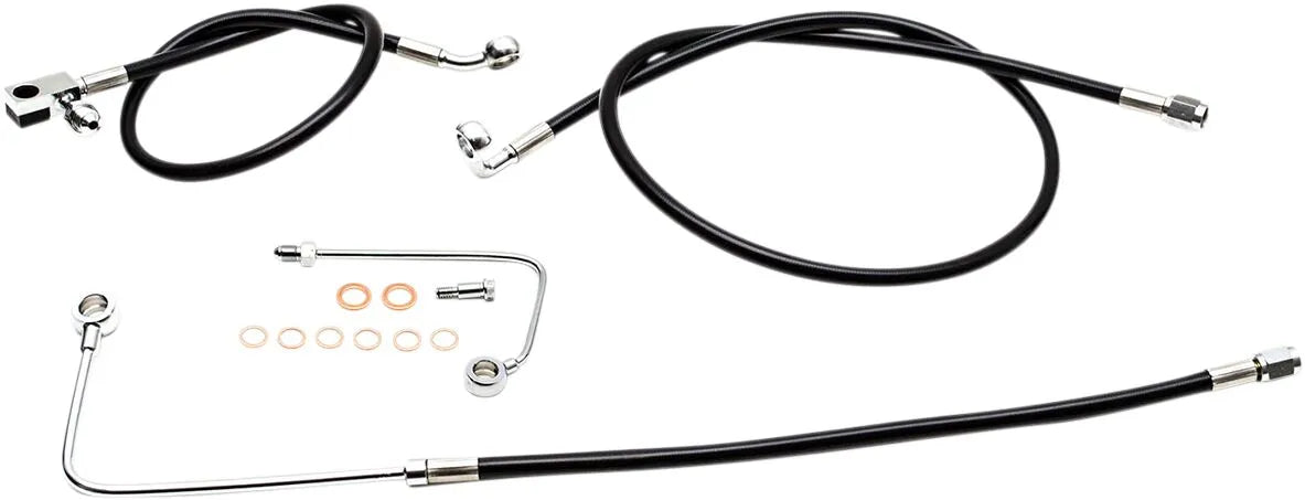 La Choppers Black Braided Brake Line Kit With Abs