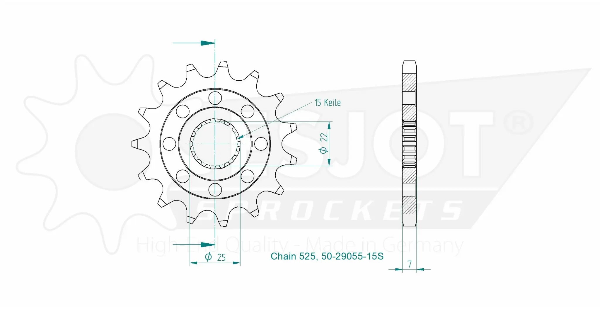 Esjot 525 Front Sprocket - High-performance Steel