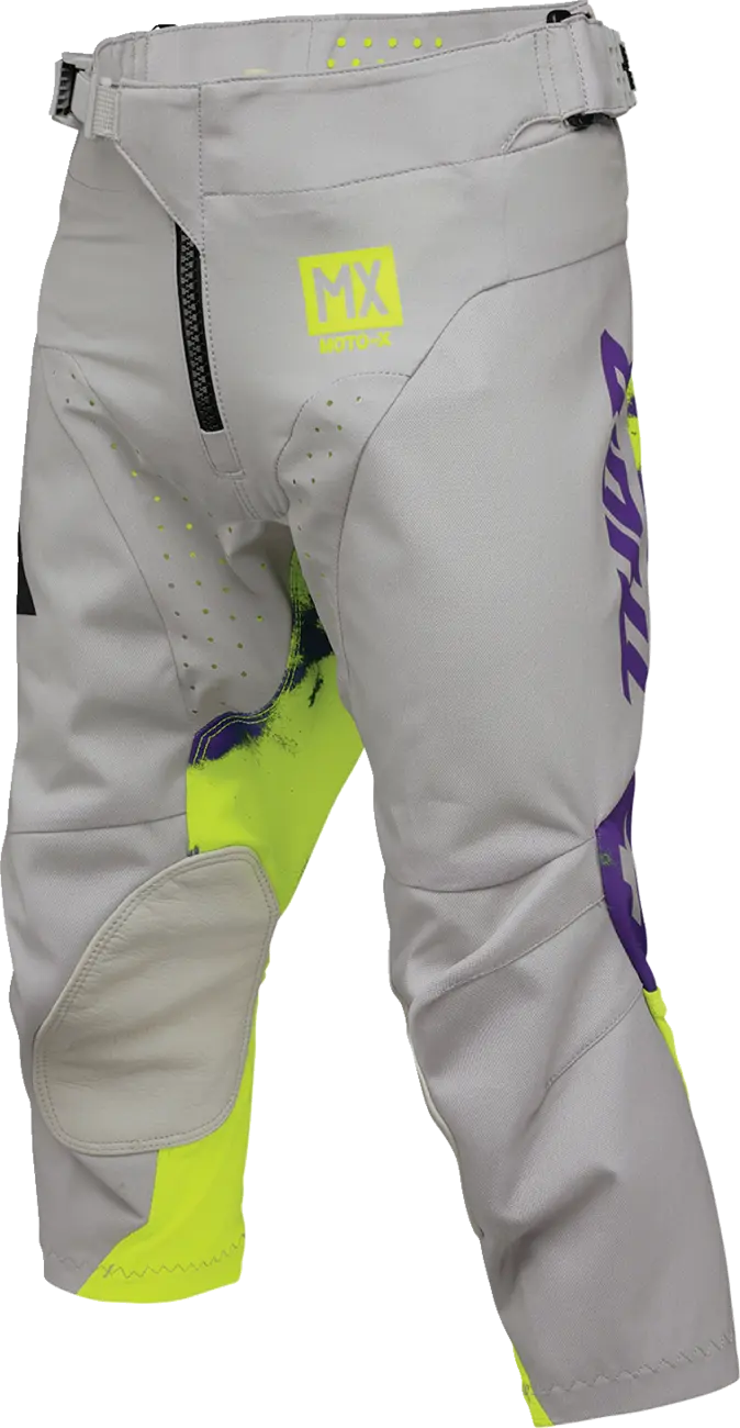 Thor Youth Launchmode Bleach Racewear Pants - Gray/Purple/Acid Yellow