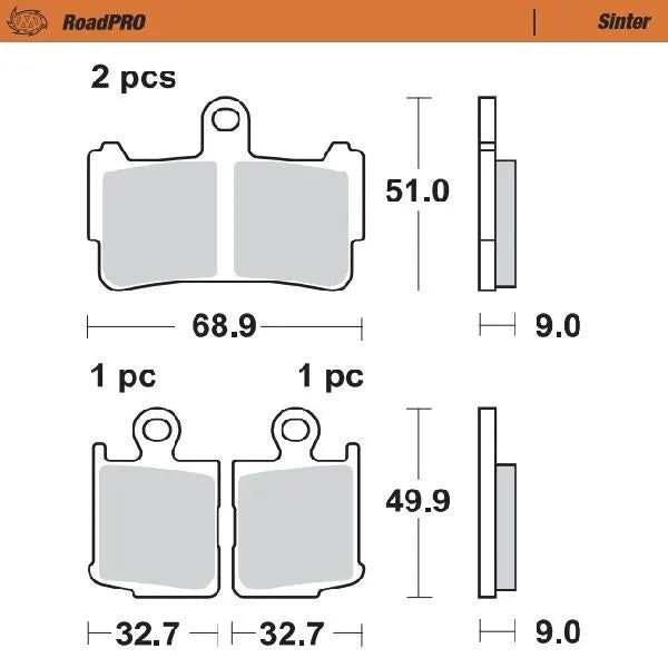 Moto-master Roadpro Sintered Brake Pads Front