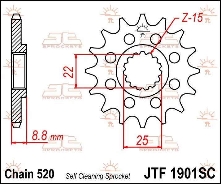 Jt Sprockets Front Sprocket - 520 Chain, 15 Tooth