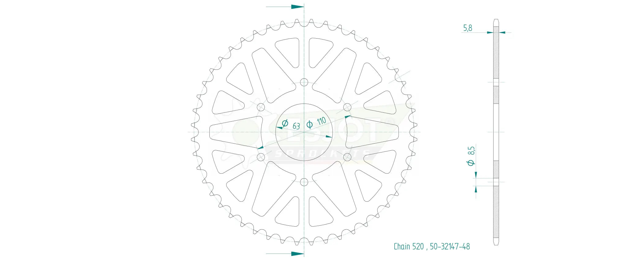 Esjot 520 Sprocket - Rear - Steel