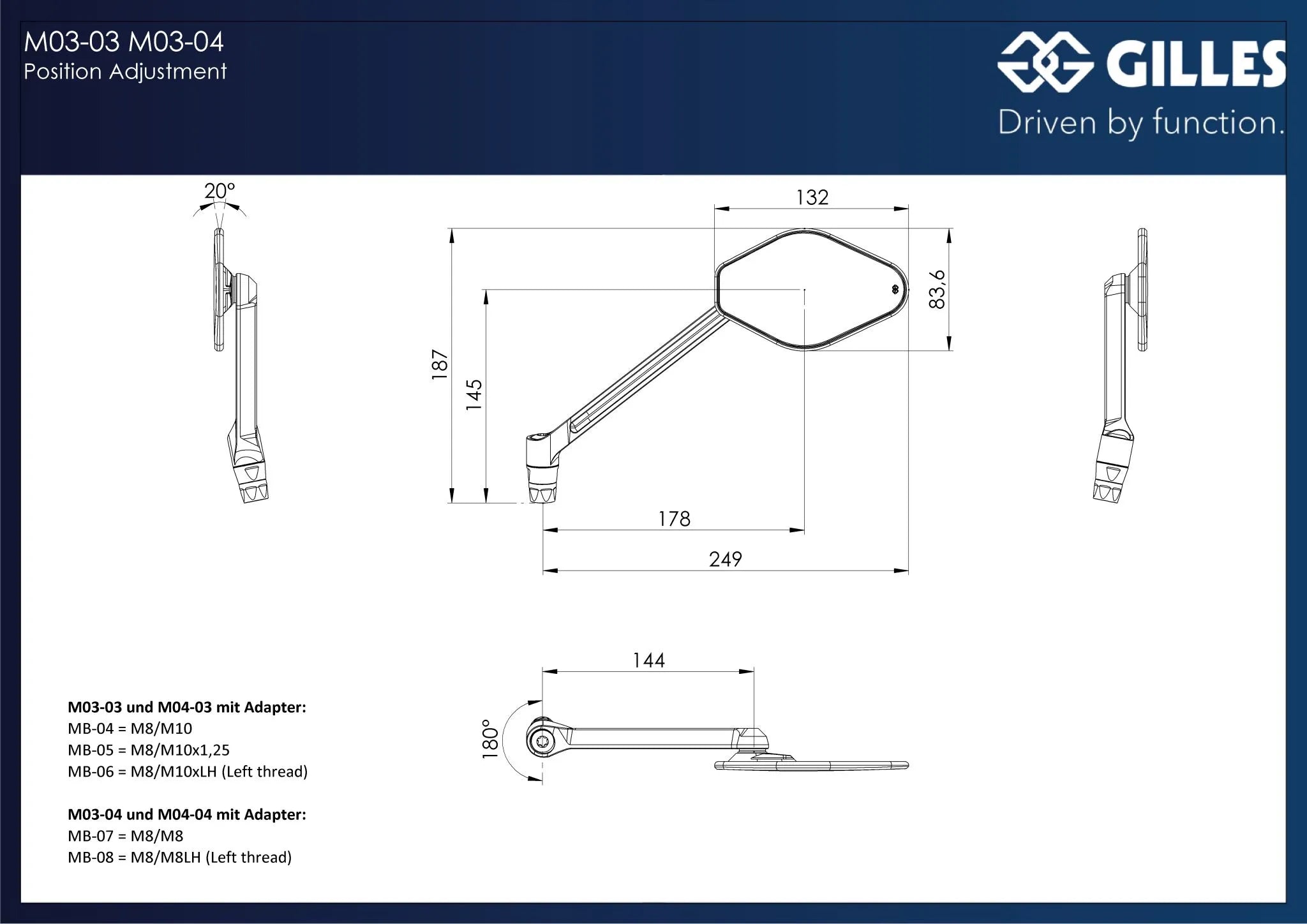 Gilles Tooling Stratos Mirror M10 Handlebar End