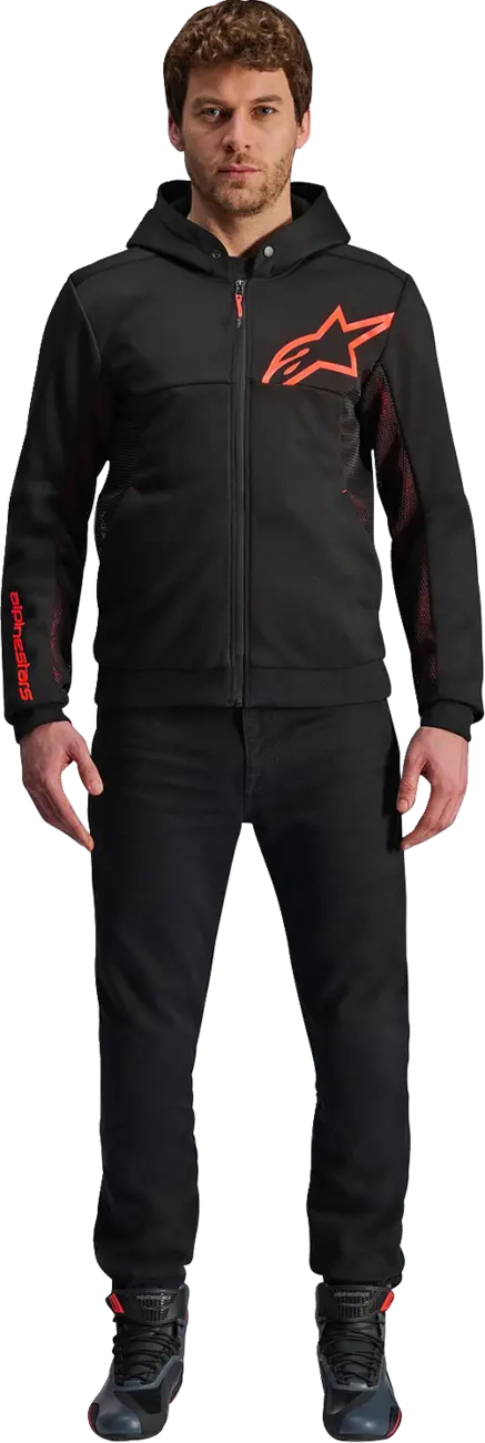 Alpinestars Chrome Air Sport Hoodie - Black/Red Fluo