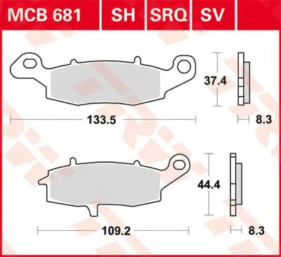 Trw Sh Series Sintered Metal Rear Brake Pads