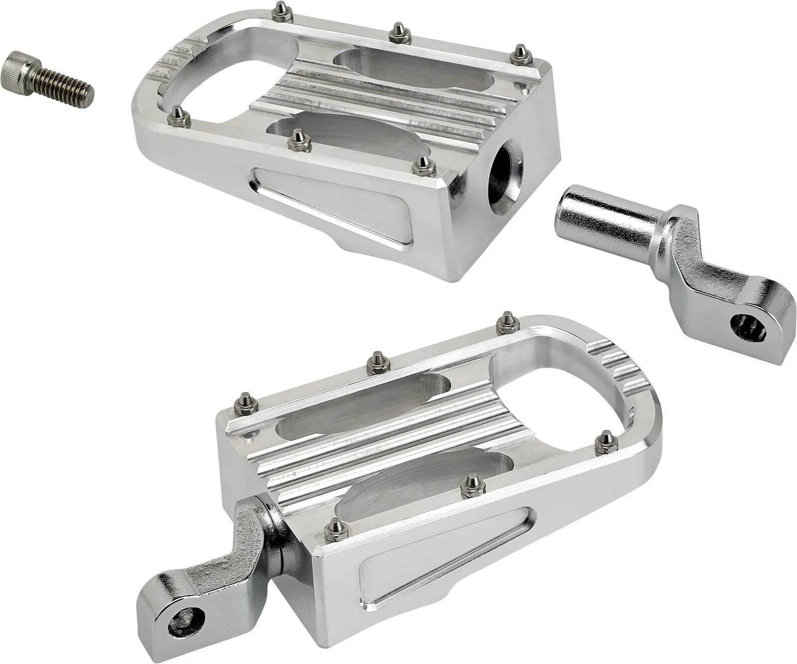 Biltwell Xl Step Foot Pegs - Silver, Polished Aluminum