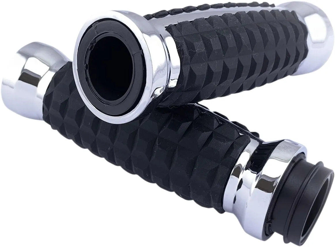Drag Specialties Grenade Grips - Chrome/black