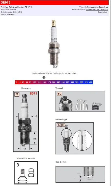 Champion S-plug Spark Plug - Enhanced Engine Performance