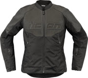 Icon Women's Overlord3 Leather Motorcycle Jacket - Black