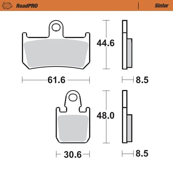 Moto-master Roadpro Sinter Brake Pad Front Sintered Metal