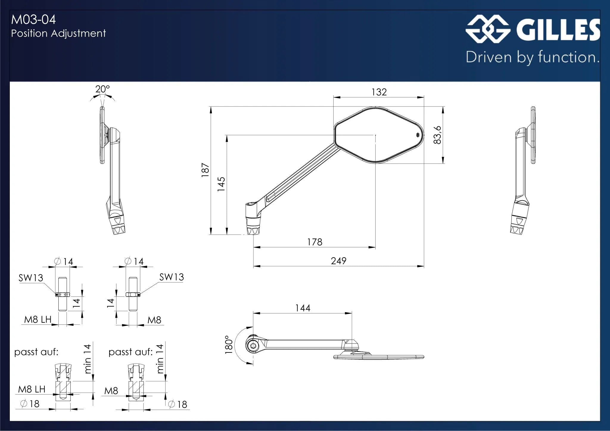 Gilles Tooling Stratos Mirror M8 Handlebar End