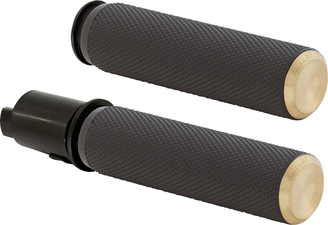 Arlen Ness Knurled Grips - Black/brass, 1"