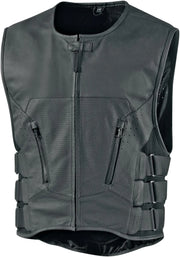 Icon Regulator™ D3o®ipped Leather Vest For Motorcycle Riders - Black