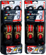 Caliber Retrax Tie-down Straps With Spring Clip Hooks