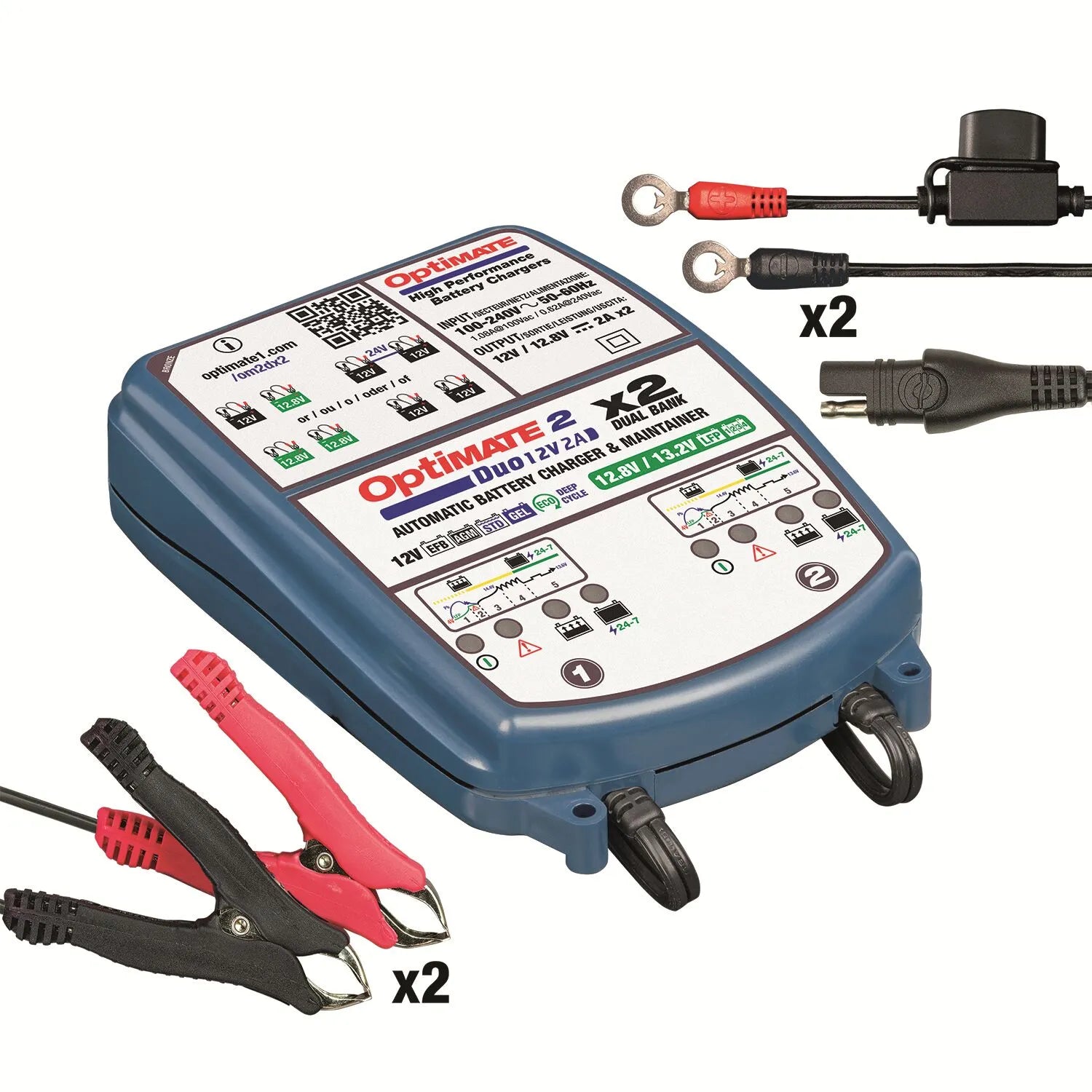 Tecmate Optimate 2 Duo: 12v 2a Battery Maintainer
