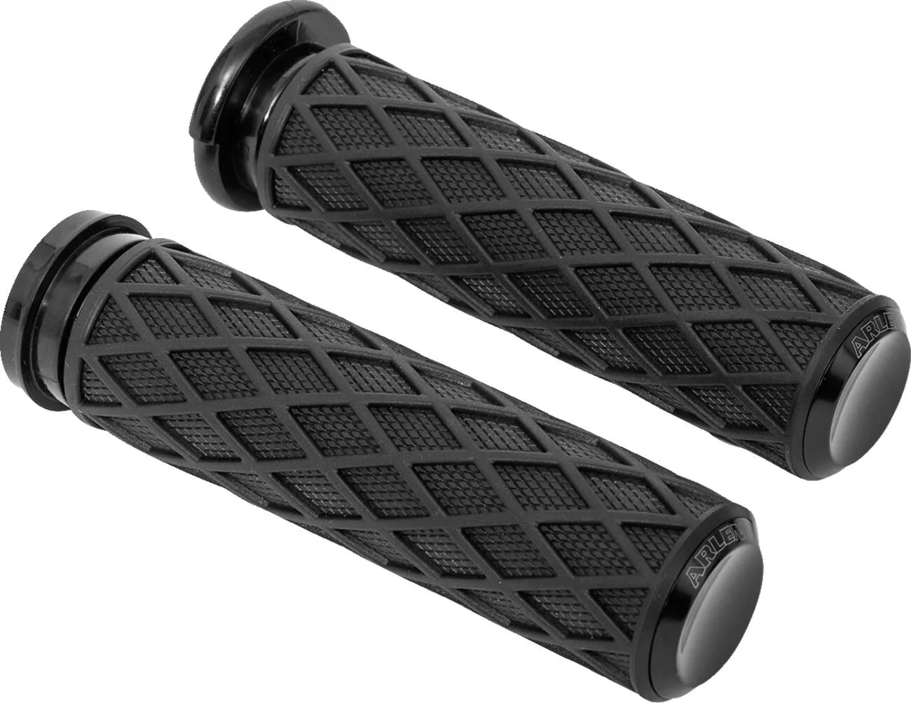 Arlen Ness Diamond Grips - Black, 1"