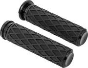 Arlen Ness Diamond Grips - Black, 1"