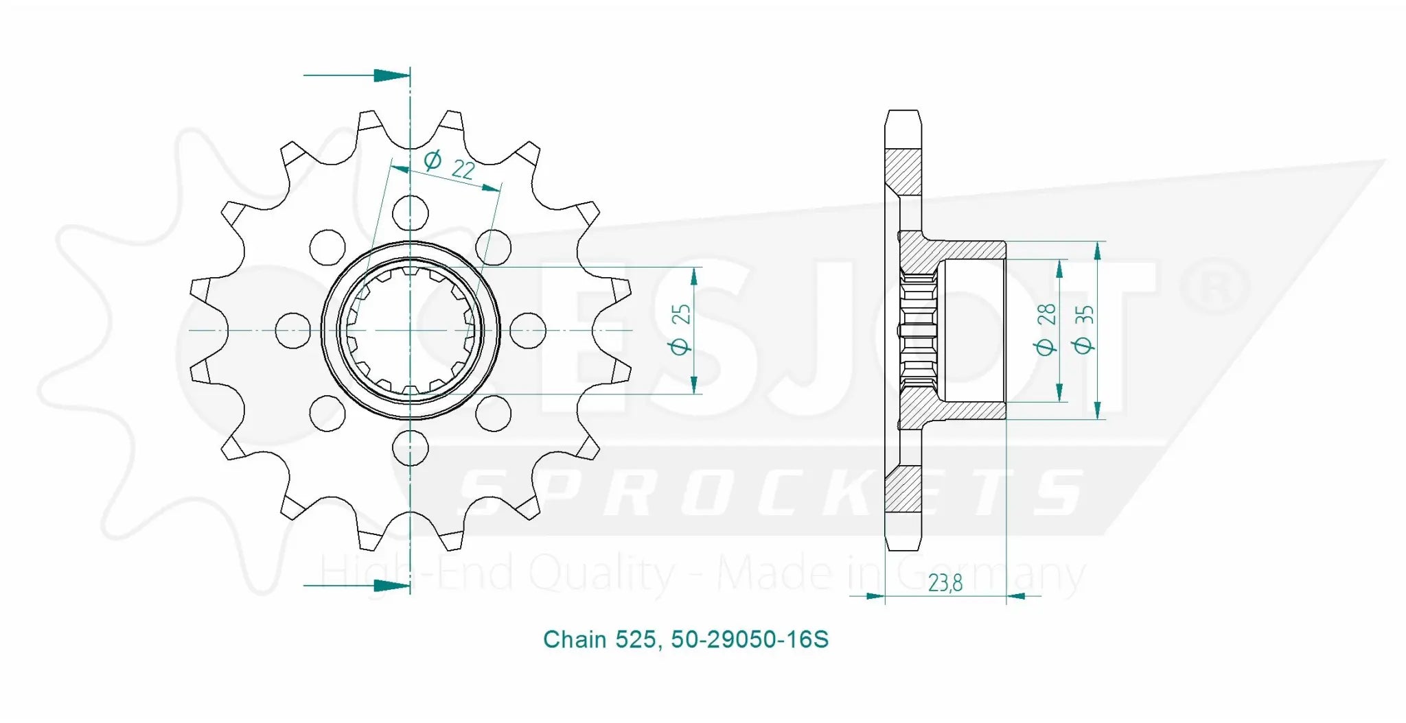 Esjot 525 Sport Sprocket Front - High-performance Steel