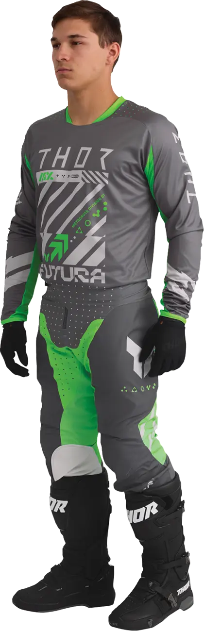 Thor Launchmode Futura Jersey - Light Gray/Charcoal Gray/Fluorescent Green