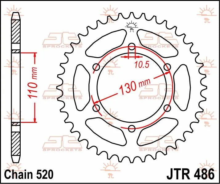 Jt Sprockets Steel Rear Sprocket - 520, 47t
