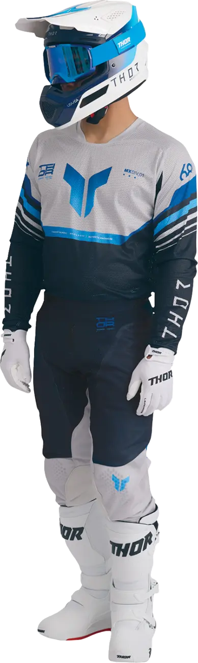 Thor Launchmode Air Raptor Jersey - Gray/White/Midnight Blue
